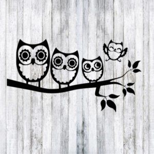 Family of 4 - Owls - Car Window Decal
